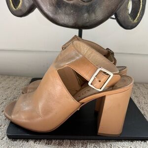 PRADA Tan Leather Women's Mule Heels Size 38.5